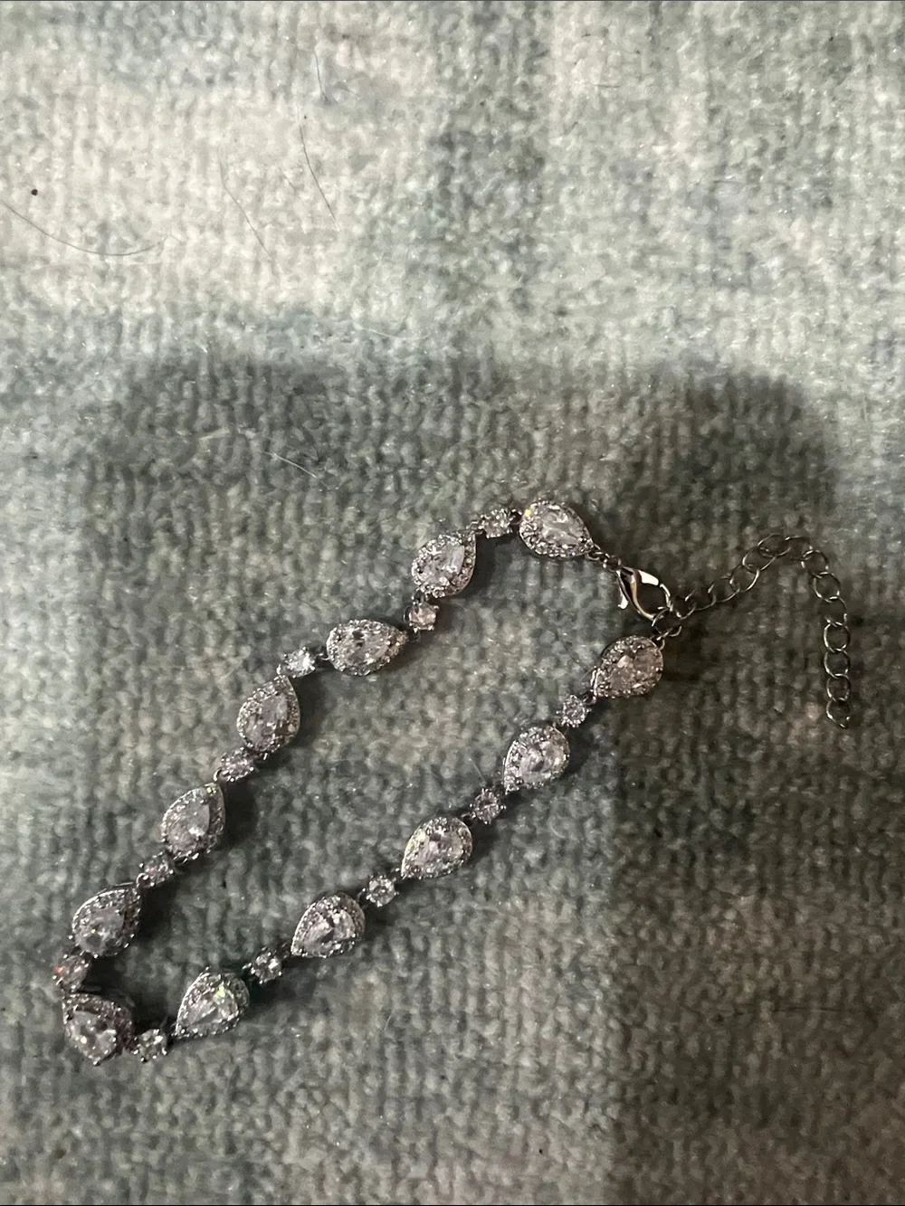 Silver‎ Teardrop Cubic Zirconia Bracelet - Elegant Women’s Jewelry
